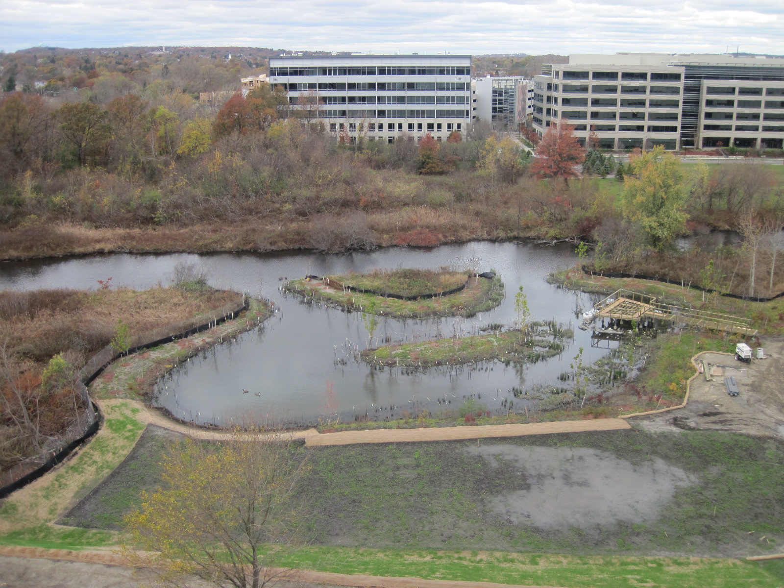 Oxbow and wet meadow with framing for overlook in progress, Novemebr 2, 2012